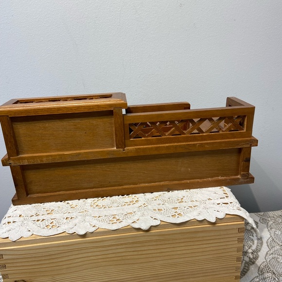 Vintage Wooden Roll-top Desk Jewelry Box Valet - Picture 6 of 11
